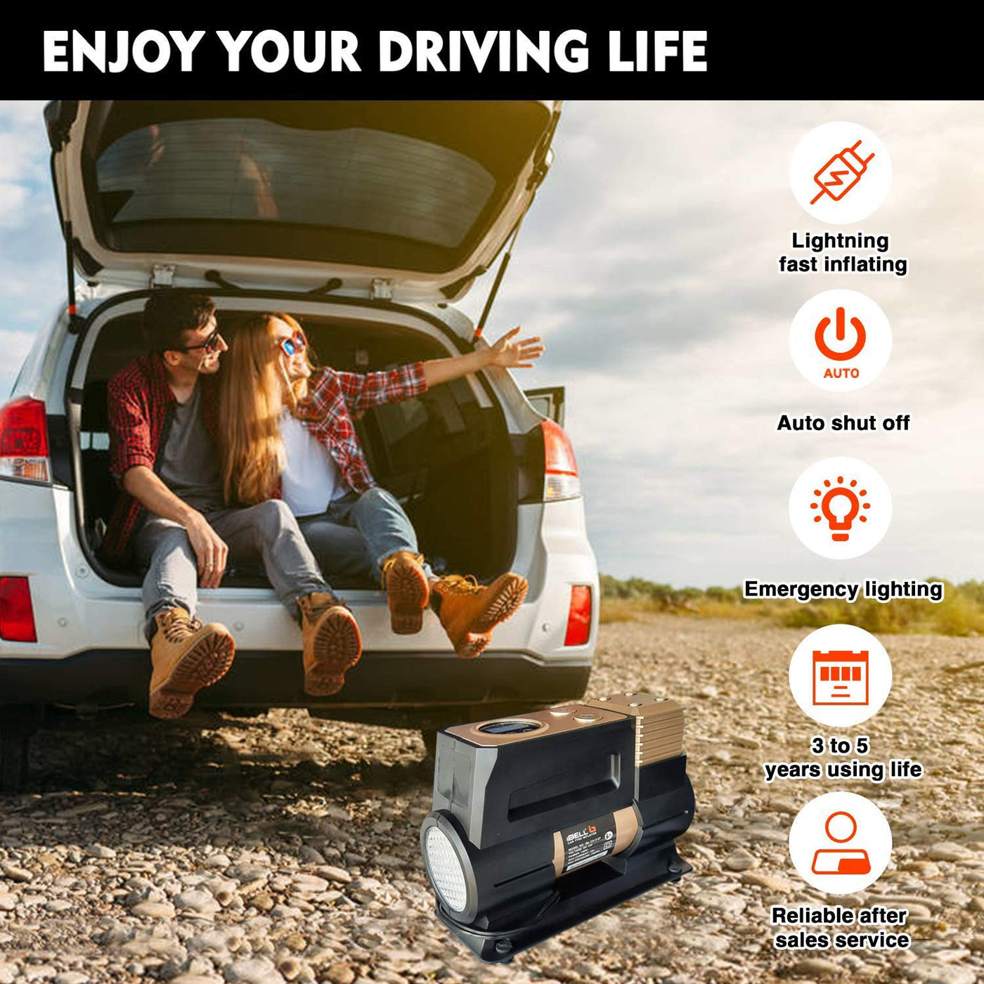 iBELL CA12-97 Air Compressor Tyre Inflator, Portable Air Pump for Car ...