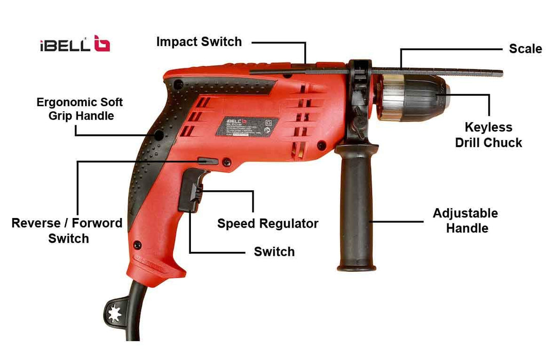 iBELL Impact Drill ID 13-80  13MM, 650W, 2800RPM with Auto Chuck in BMC Box and 17 Accessories