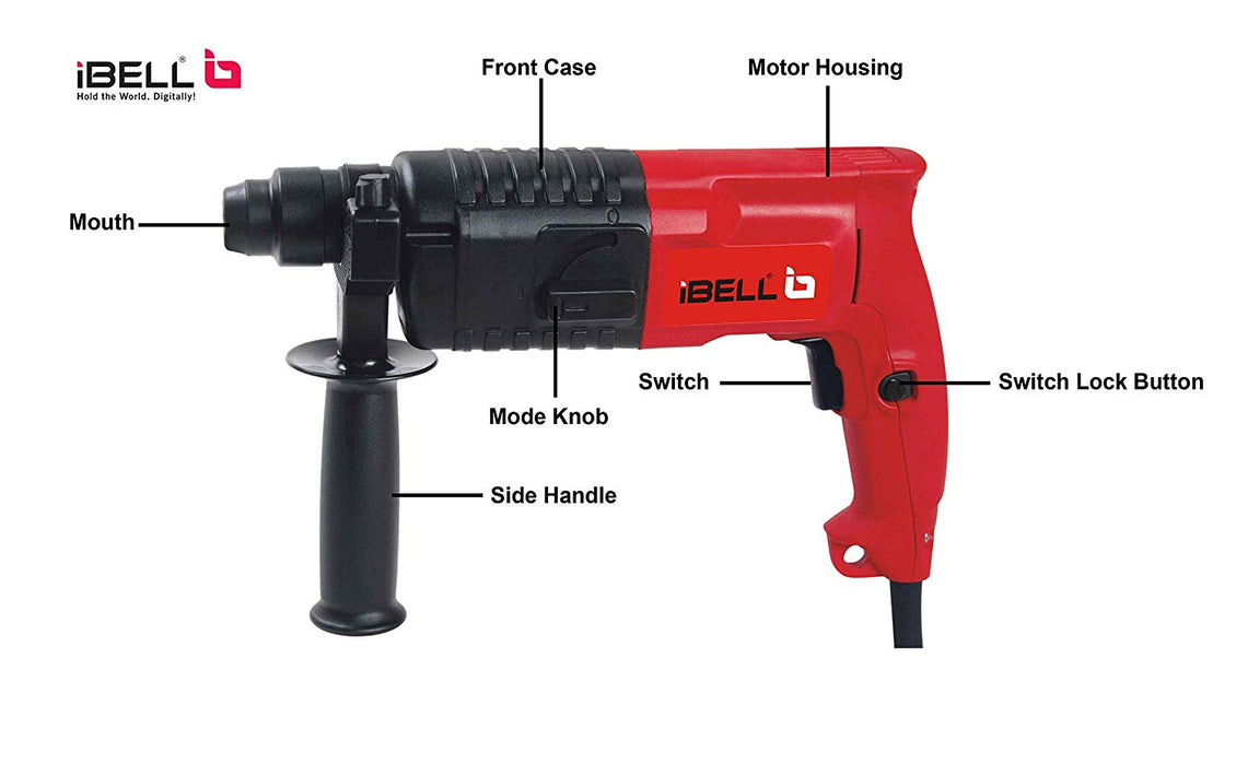 IBELL Rotary Hammer Drill Machine RH20-23, SDS Chuck,500W,850RPM,20MM with 6 Months Warranty