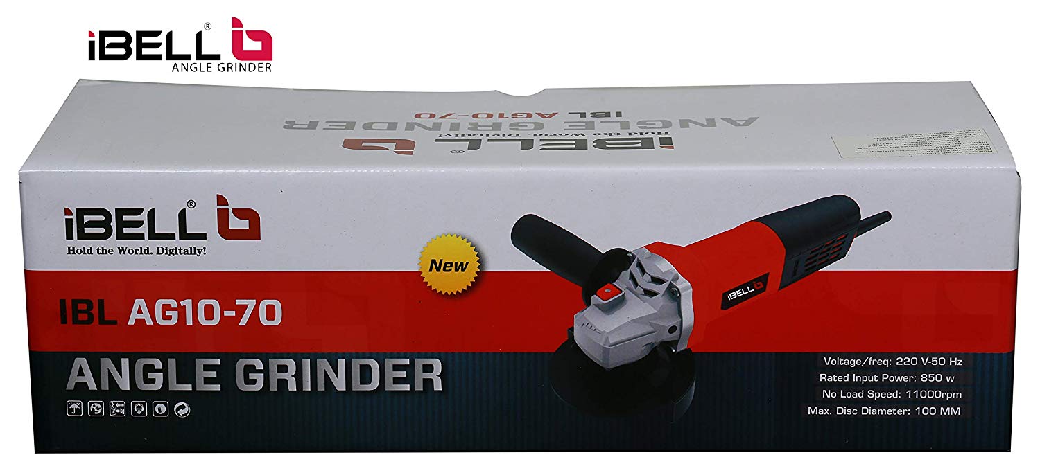 iBELL AG10-70, 850W,4-INCH, 11000RPM Angle Grinder W/Back Switch, 1 Grinding Wheel,1 Wheel Guard, 6 Months Warranty
