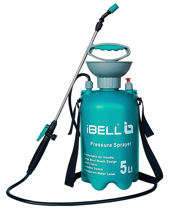 iBELL MS05-89, 5Litre, Garden and Multi-Purpose Manual Sprayer with Adjustable Nozzle, Transparent Water Level Scale