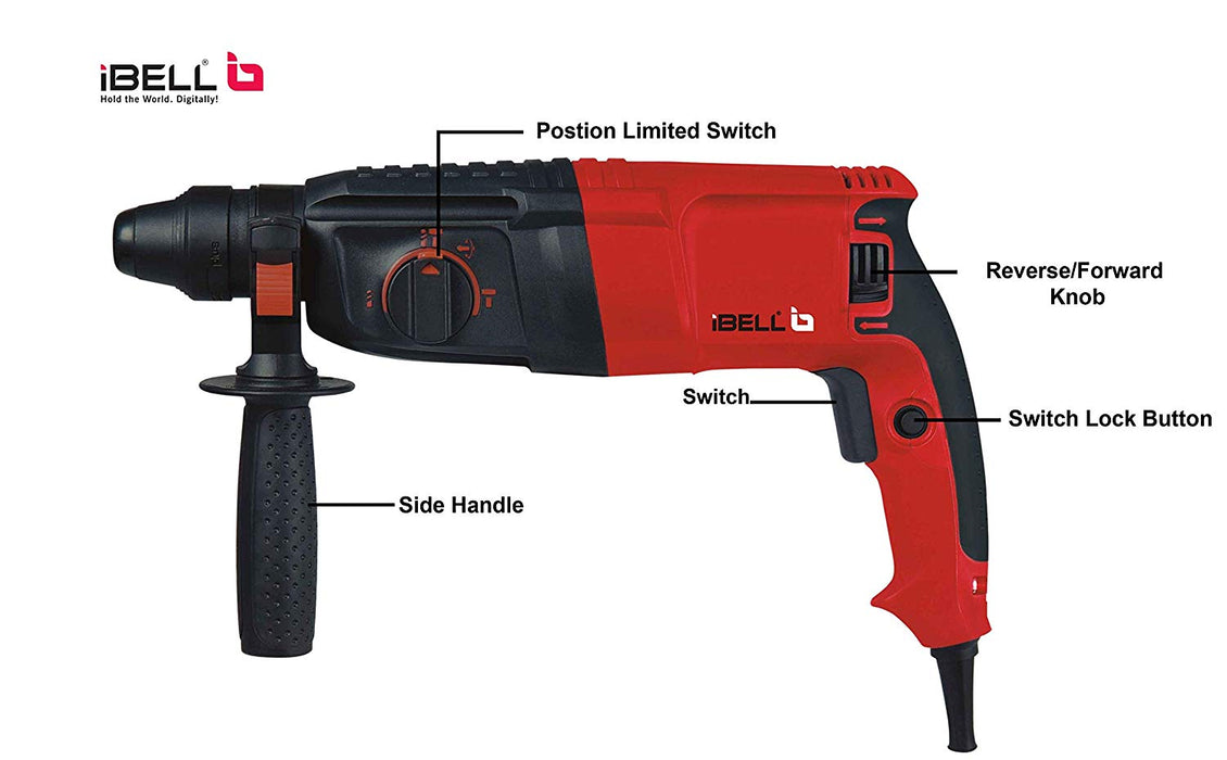 IBELL Rotary Hammer Drill Machine RH26-24, SDS Chuck,800W,900RPM,26MM with 6 Months Warranty