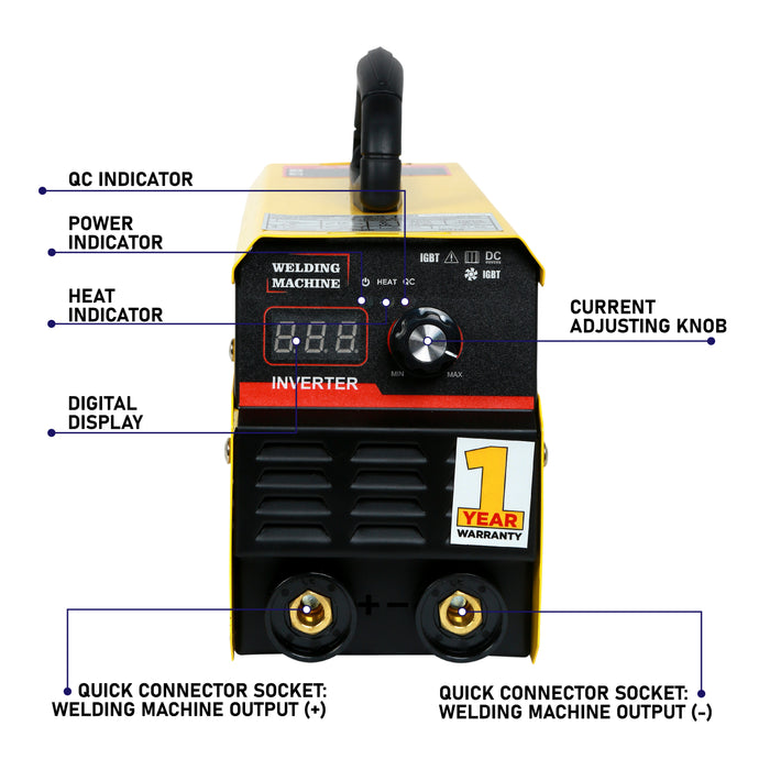 VORMIR Inverter ARC Welding Machine (IGBT)M 200-14  200A with Hot Start, Anti-Stick Functions- 1 Year Warranty