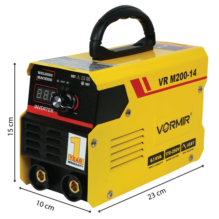 VORMIR Inverter ARC Welding Machine (IGBT)M 200-14  200A with Hot Start, Anti-Stick Functions- 1 Year Warranty