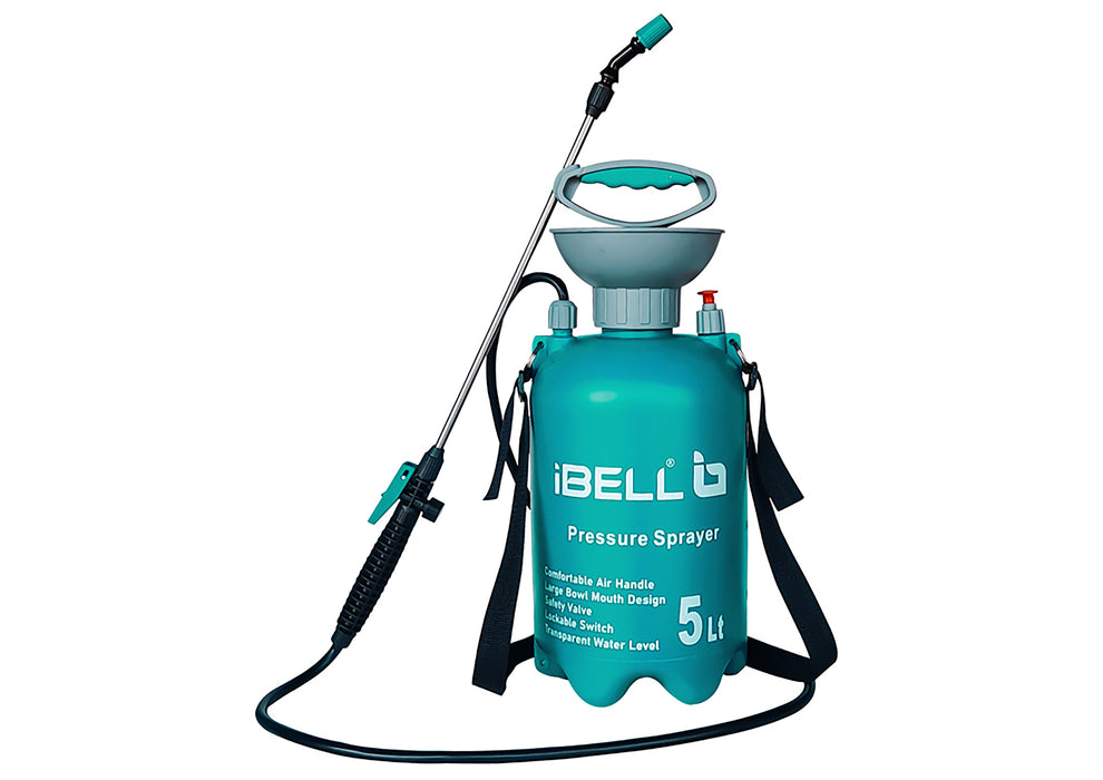 iBELL MS05-89, 5Litre, Garden and Multi-Purpose Manual Sprayer with Adjustable Nozzle, Transparent Water Level Scale