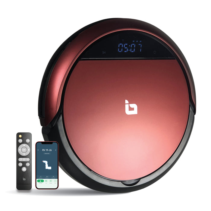 iBELL Robotic Vacuum Cleaner RV19-26  with Self-Charging, 360° Smart Sensor Protection, Vacuum for Home & Commercial use, Multiple Cleaning Modes, Wet moping, Control by Alexa, Google Home, Remote & Dedicated App - 1 Year Warranty