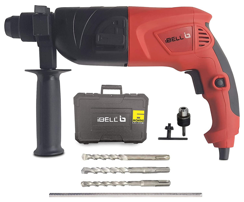 iBELL RH20-25, SDS-Plus, 20MM, 500W Heavy Duty Rotary Hammer Drill, Safety Clutch 2 Functions with Vibration Control, Chisels and Drill Bits with Case - 6 Months Warranty